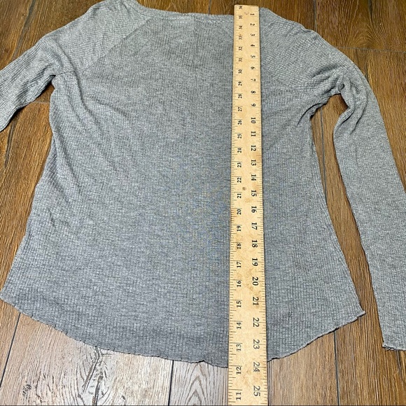Jenni intimates gray ribbed v-neck long sleeve sleep shirt size large - Picture 6 of 8